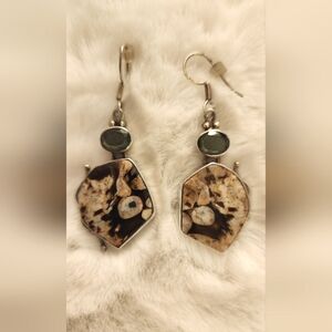 Crystal Stone Silver Drop Earrings